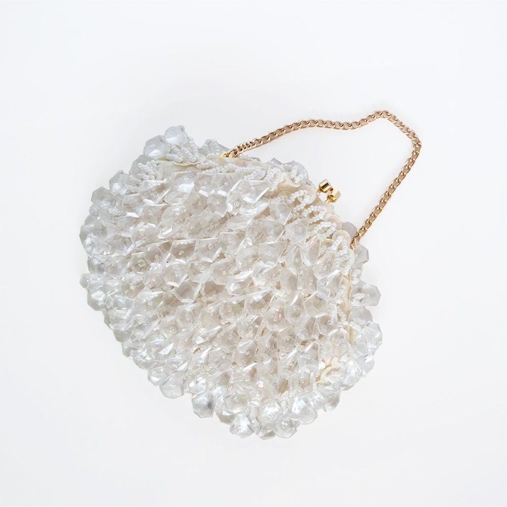 Vintage White Beaded Purse